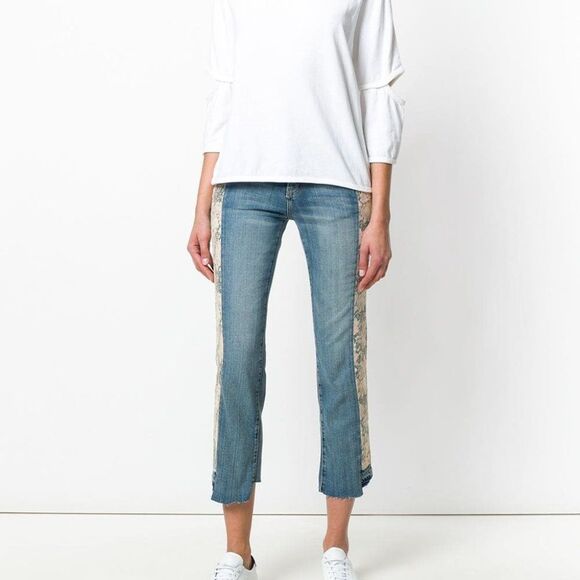 Current/Elliott The Uneven Seamed Original Straight First Love Mixed Floral jean - Picture 2 of 12
